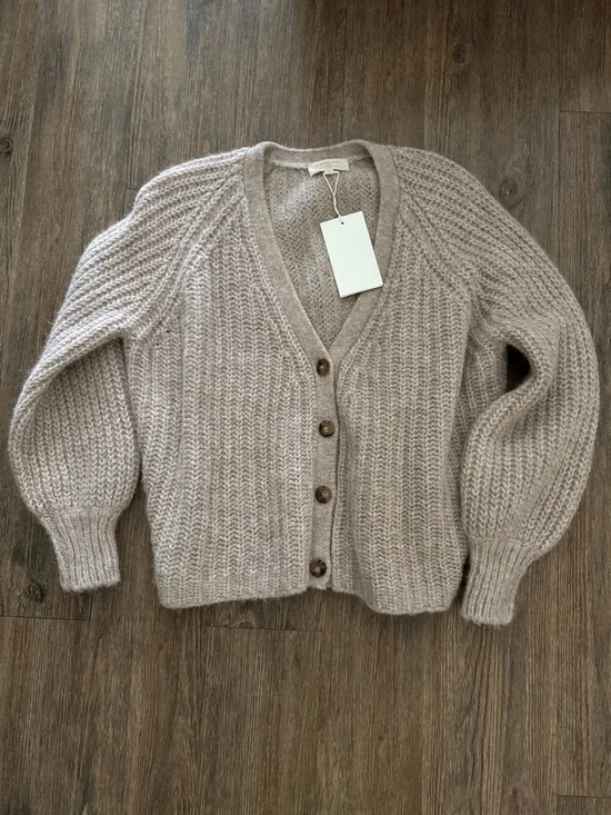 Sezane Bastille V-Neck Cardigan Sweater - Beige Small - Picture 1 of 3